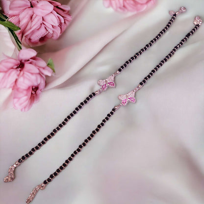 Black Bead Silver Anklets for Women - Jauhari Jewellers