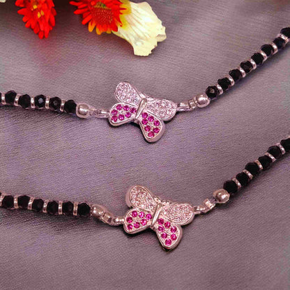 Black Bead Silver Anklets for Women - Jauhari Jewellers