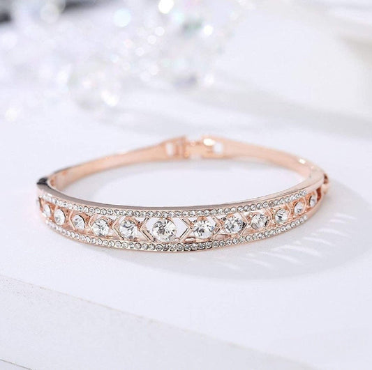 Fancy Rose Gold Plated AD Stone Bracelet for Women - Jauhari Jewellers