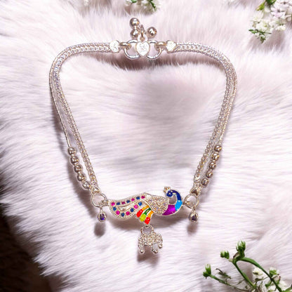 Fancy Silver Peacock Payal for Women - Jauhari Jewellers