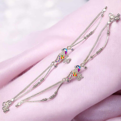 Fancy Silver Peacock Payal for Women - Jauhari Jewellers