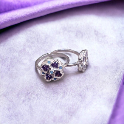 Fancy Silver Toe Rings ( 2 Pairs ) For Women - Jauhari Jewellers