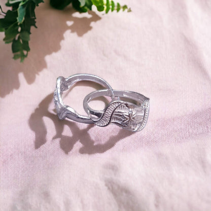Fancy Silver Toe Rings ( 2 Pairs ) For Women - Jauhari Jewellers