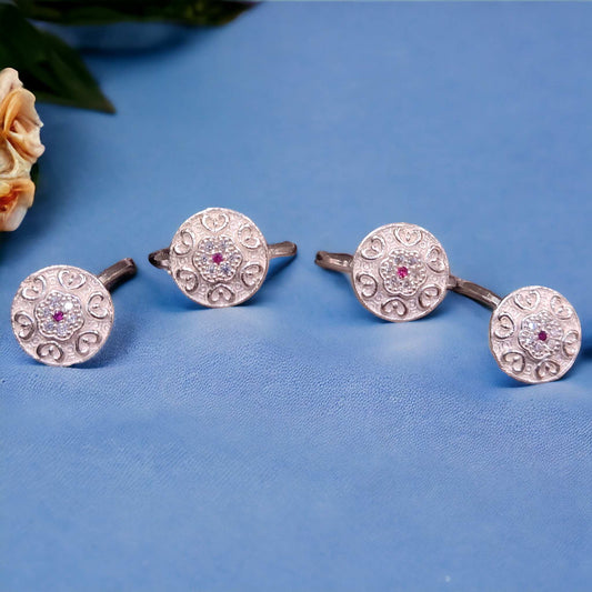 Fancy Silver Toe Rings ( 2 Pairs ) For Women - Jauhari Jewellers