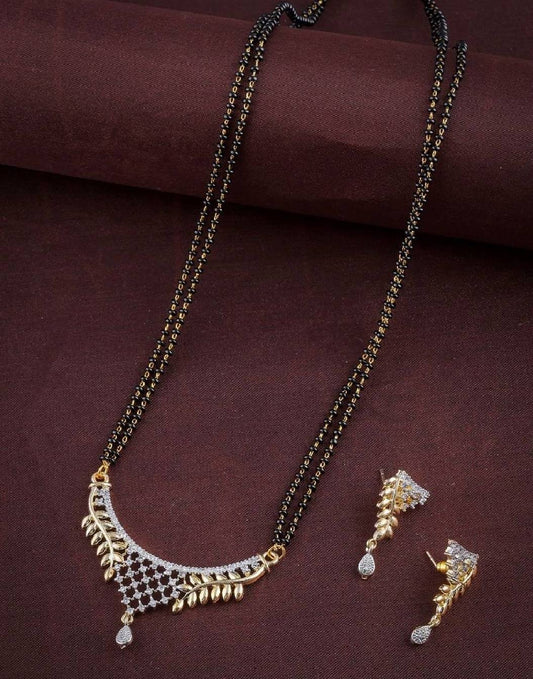 Gold Plated AD Mangalsutra With Earrings - Jauhari Jewellers