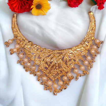 Gold Plated Necklace Set ( With Earrings ) - Jauhari Jewellers
