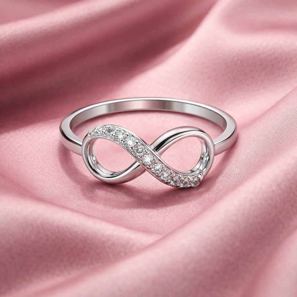 Infinity 925 Sterling Silver Ring with CZ Stones - Jauhari Jewellers