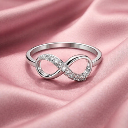 Infinity 925 Sterling Silver Ring with CZ Stones - Jauhari Jewellers