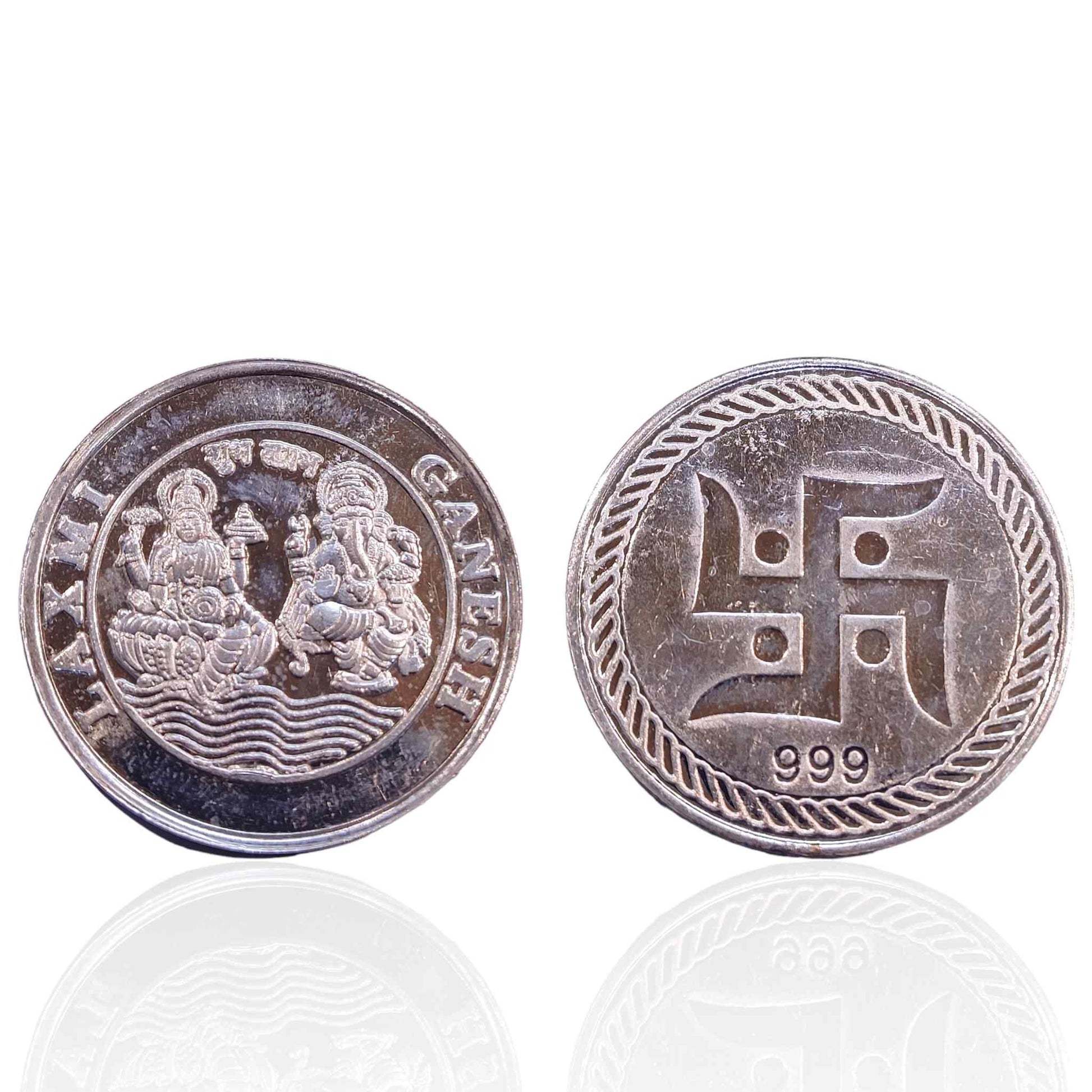 Laxmi Ganesh Pure Silver 10g Coin - Jauhari Jewellers