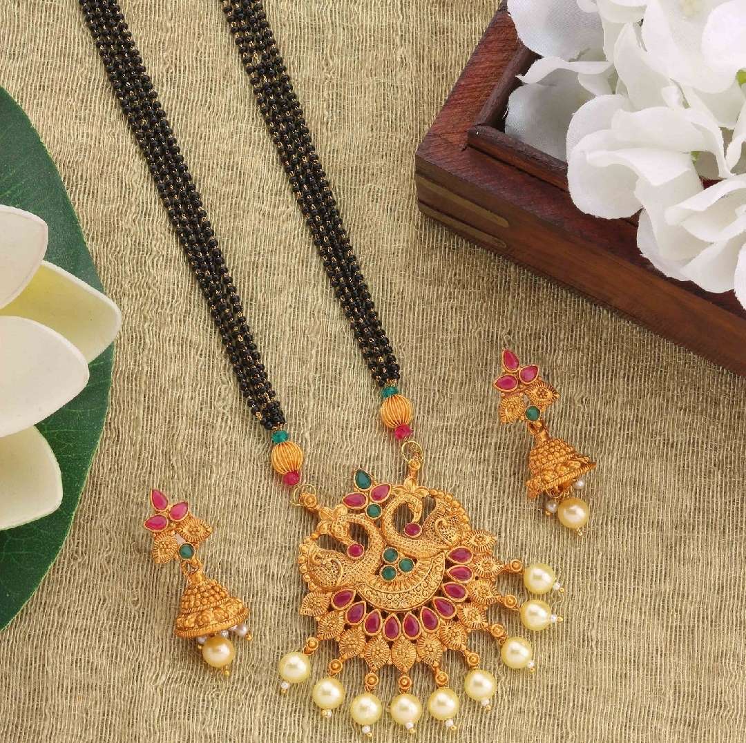 Matte Imitation Mangalsutra for Women ( With Earrings ) - Jauhari Jewellers