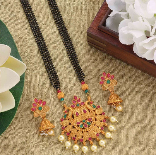 Matte Mangalsutra Set For Women ( With Earrings ) - Jauhari Jewellers