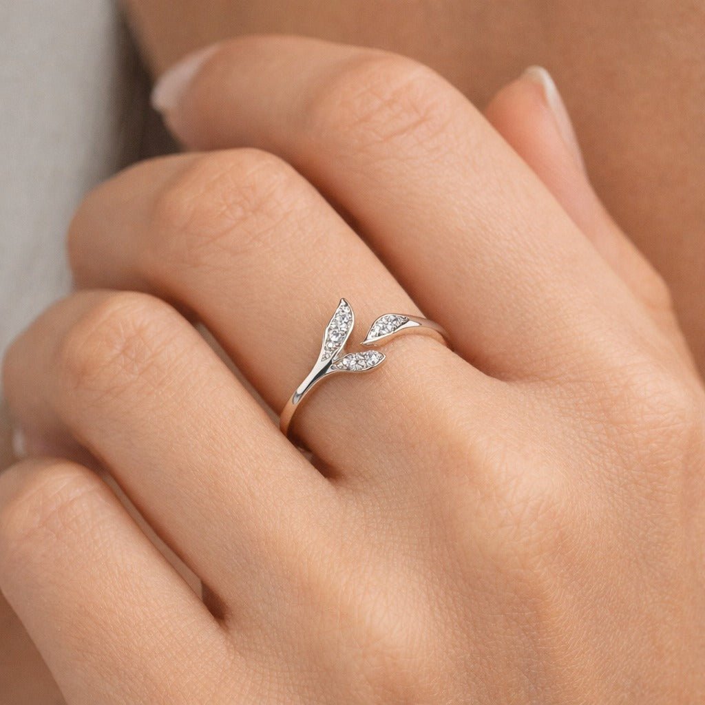 Open Leaf 925 Sterling Silver Ring - Jauhari Jewellers