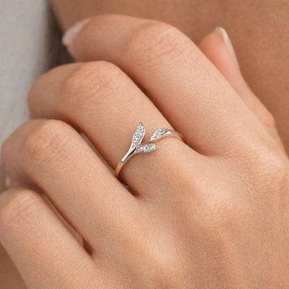 Open Leaf 925 Sterling Silver Ring - Jauhari Jewellers