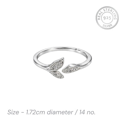 Open Leaf 925 Sterling Silver Ring - Jauhari Jewellers