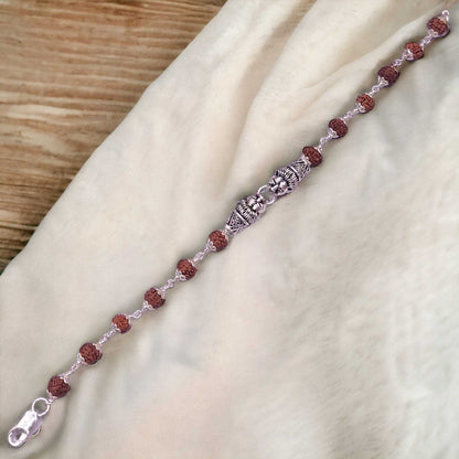Oxidised Silver Rudraksha Bracelet for Men / Women - Jauhari Jewellers