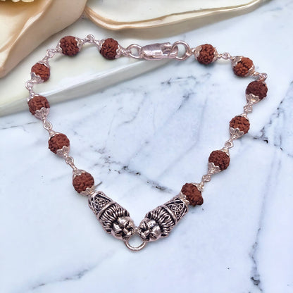 Oxidised Silver Rudraksha Bracelet for Men / Women - Jauhari Jewellers