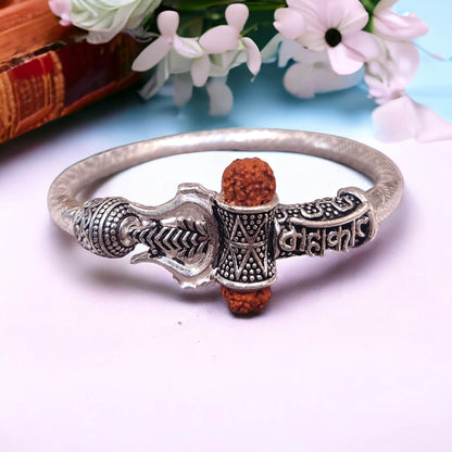 Oxidised Silver Rudraksha Kada For Men - Jauhari Jewellers