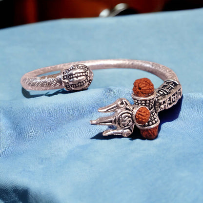 Oxidised Silver Rudraksha Kada For Men - Jauhari Jewellers