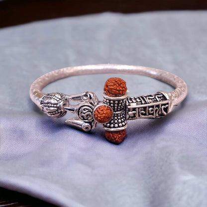 Oxidised Silver Rudraksha Kada For Men - Jauhari Jewellers