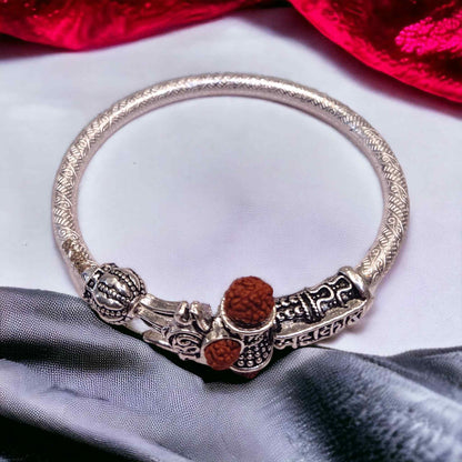 Oxidised Silver Rudraksha Kada For Men - Jauhari Jewellers