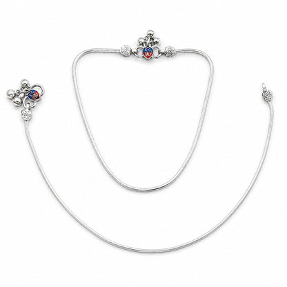 Plain silver anklets for women