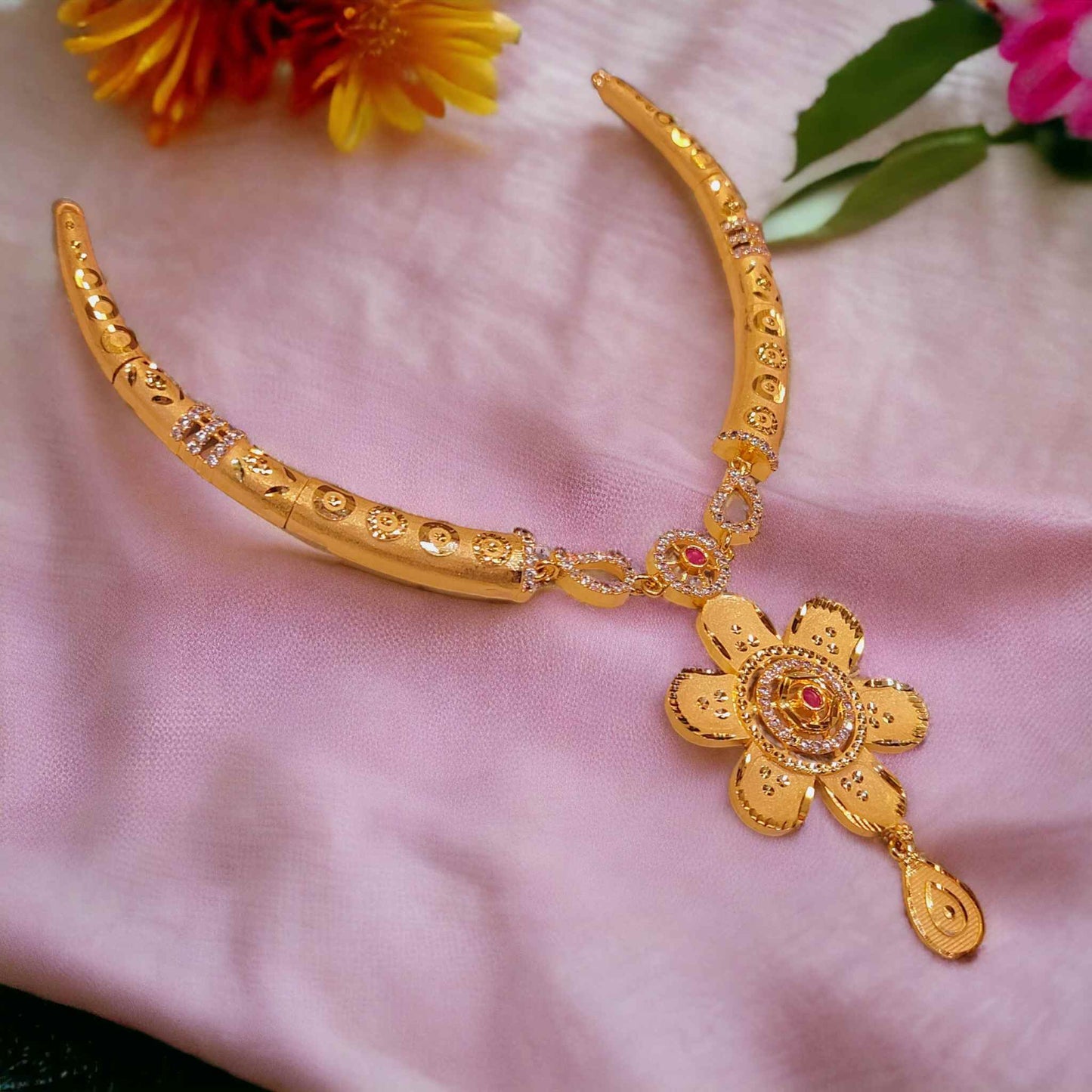 Premium One Gram Gold Necklace Set - Jauhari Jewellers