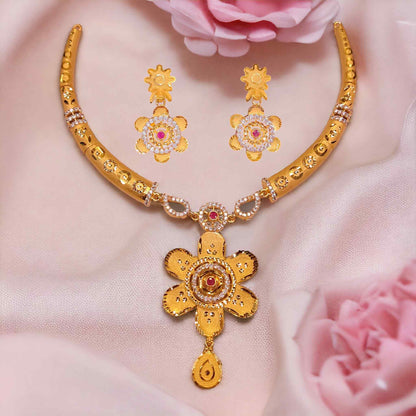 Premium One Gram Gold Necklace Set - Jauhari Jewellers