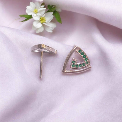Premium Pure Silver Earrings with Green Stones - Jauhari Jewellers