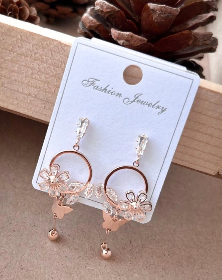 Premium Rose Gold Plated Earrings - Jauhari Jewellers