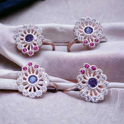 Premium Silver AD Toe Rings ( 2 Pairs ) - Jauhari Jewellers