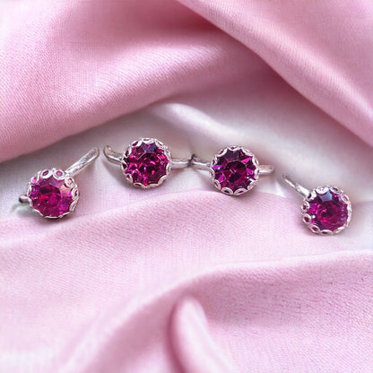 Premium Silver Single Stone Toe Rings ( 2 Pairs ) For Women - Jauhari Jewellers