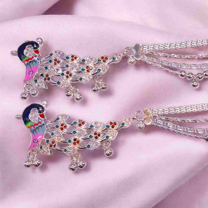 Silver peacock payal