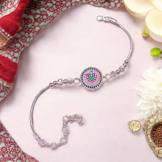 Silver bracelet rakhi for men