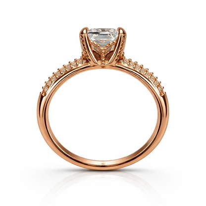 Rose Gold Emerald Cut CZ Ring | 925 Sterling Silver