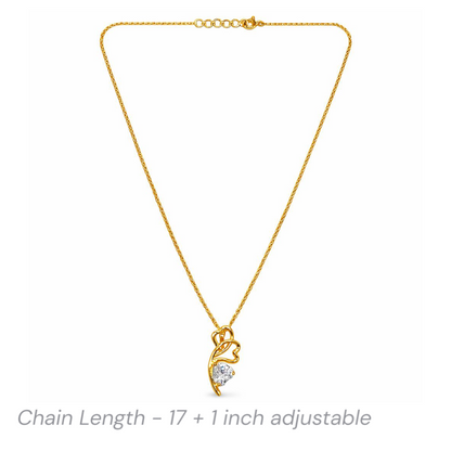 Gold plated 925 Sterling silver necklace with a heart-shaped pendant on a white background