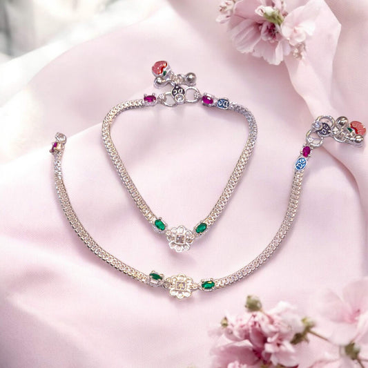Silver anklets for 8 year girl
