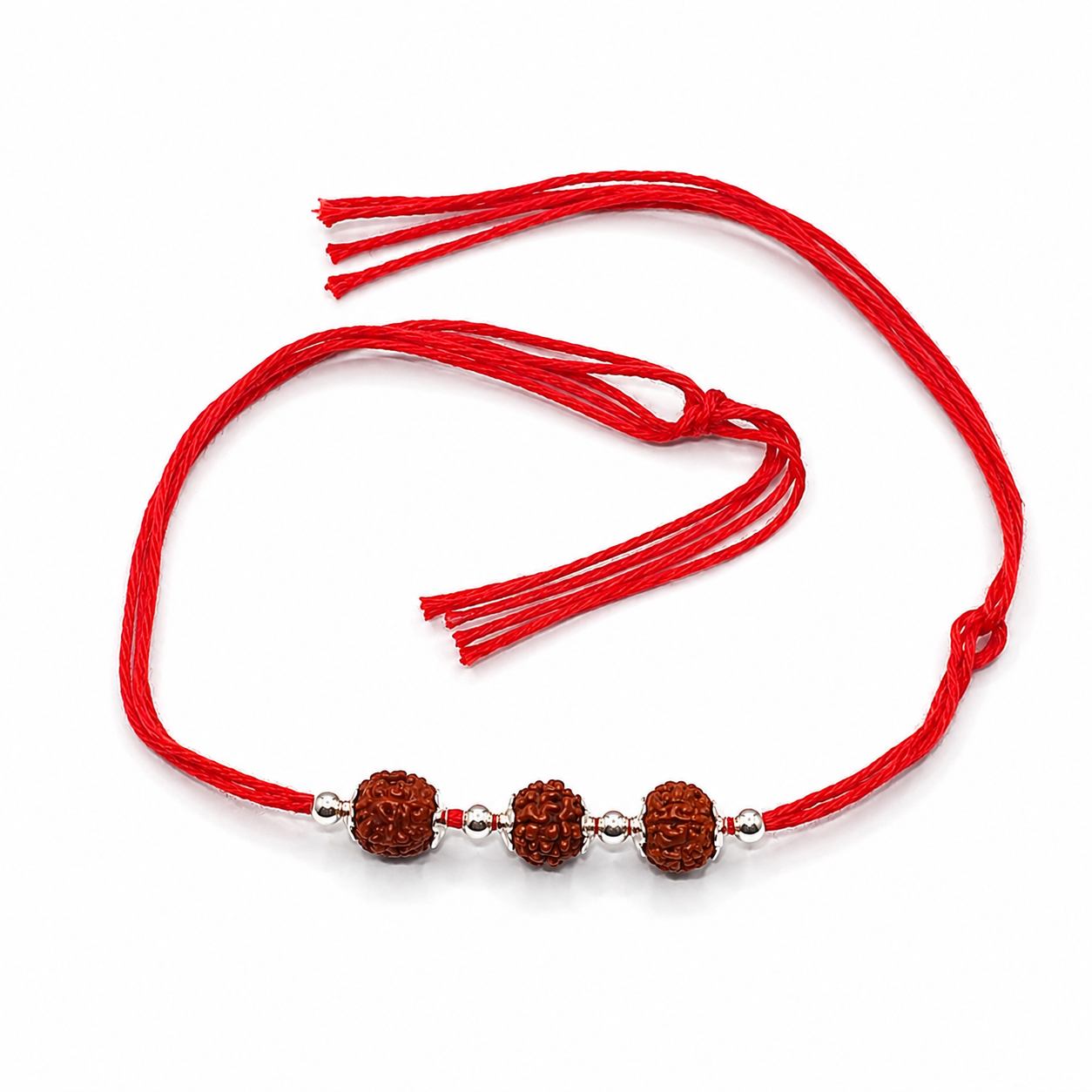 Silver rakhi with rudraksha