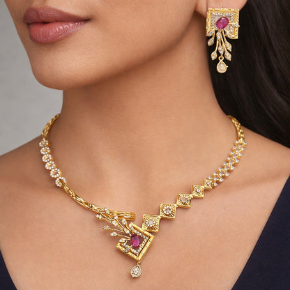 Gold plated necklace set for women by jauhré