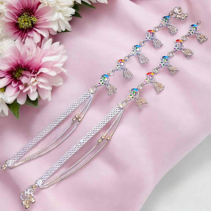 Silver peacock payal
