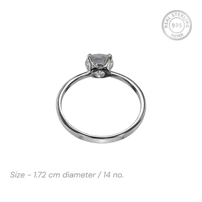 Solitaire Rhodium Plated 925 Sterling Silver Ring