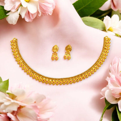 Gold plated small necklace set - jauhari jewellers