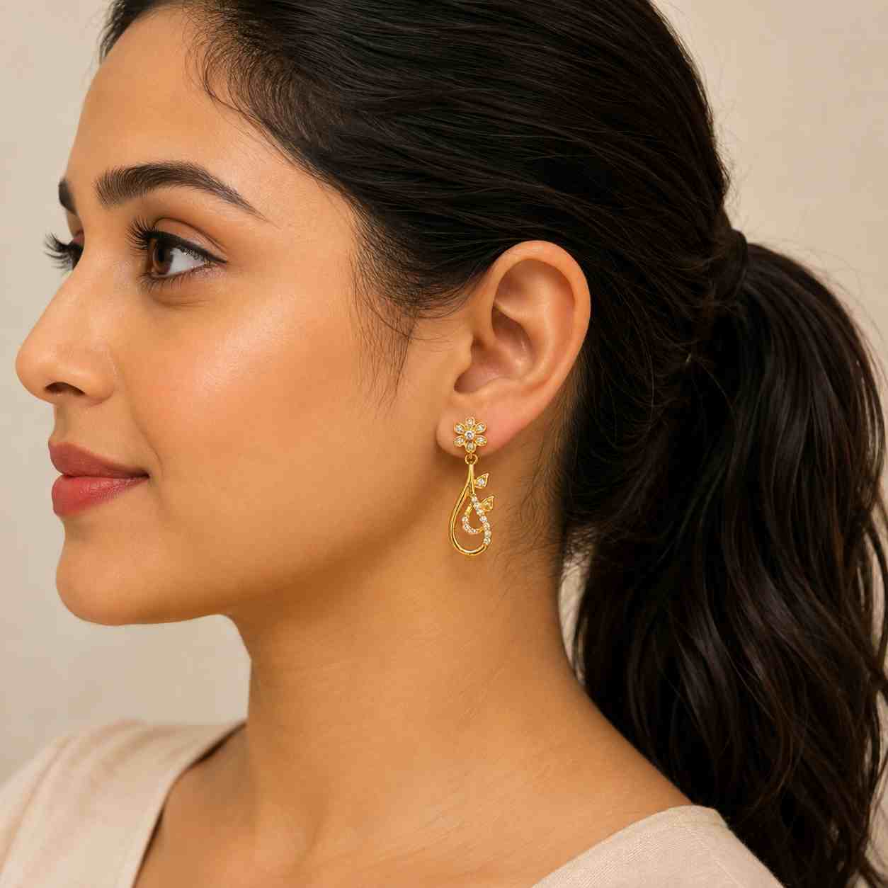 Sterling silver golden drop earrings 
