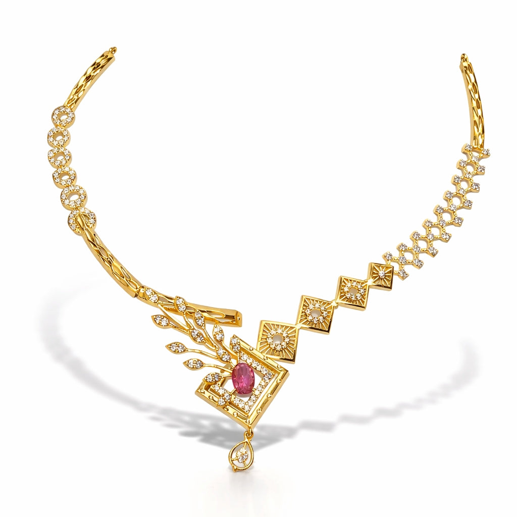 Gold plated fancy necklace set - Jauhré