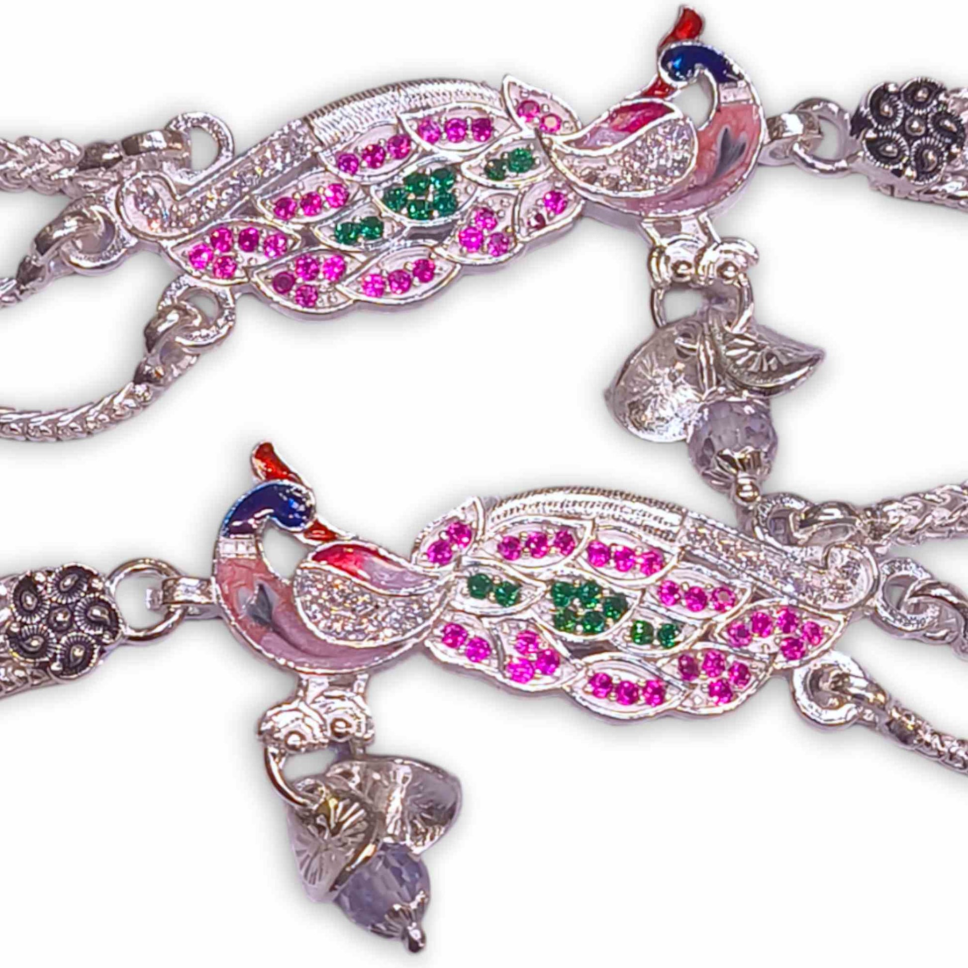Peacock payal silver design