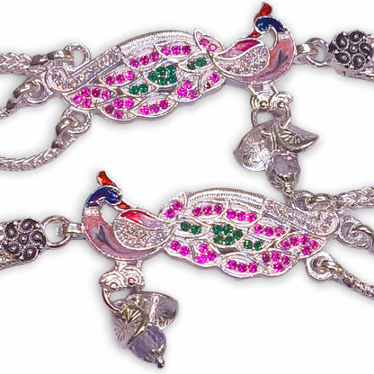 Peacock payal silver design