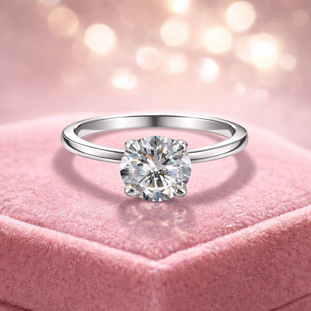 Sterling silver solitaire ring for women