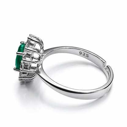 Silver green stone ring for girls