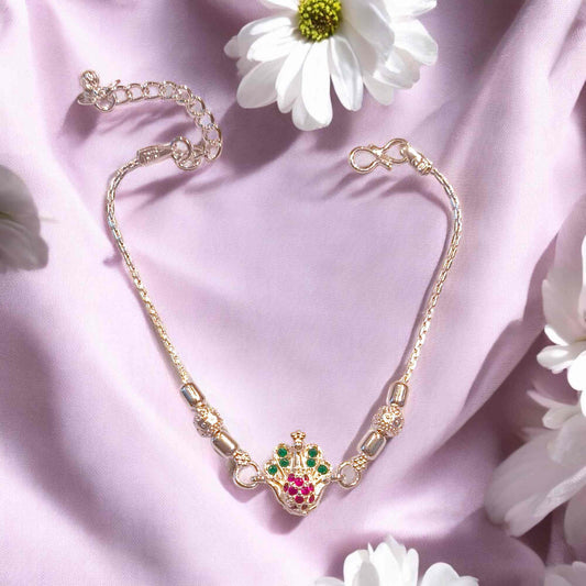 Peacock silver rakhi by jauhari jewellers