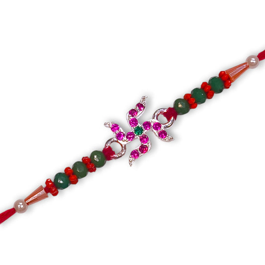 Silver swastik rakhi