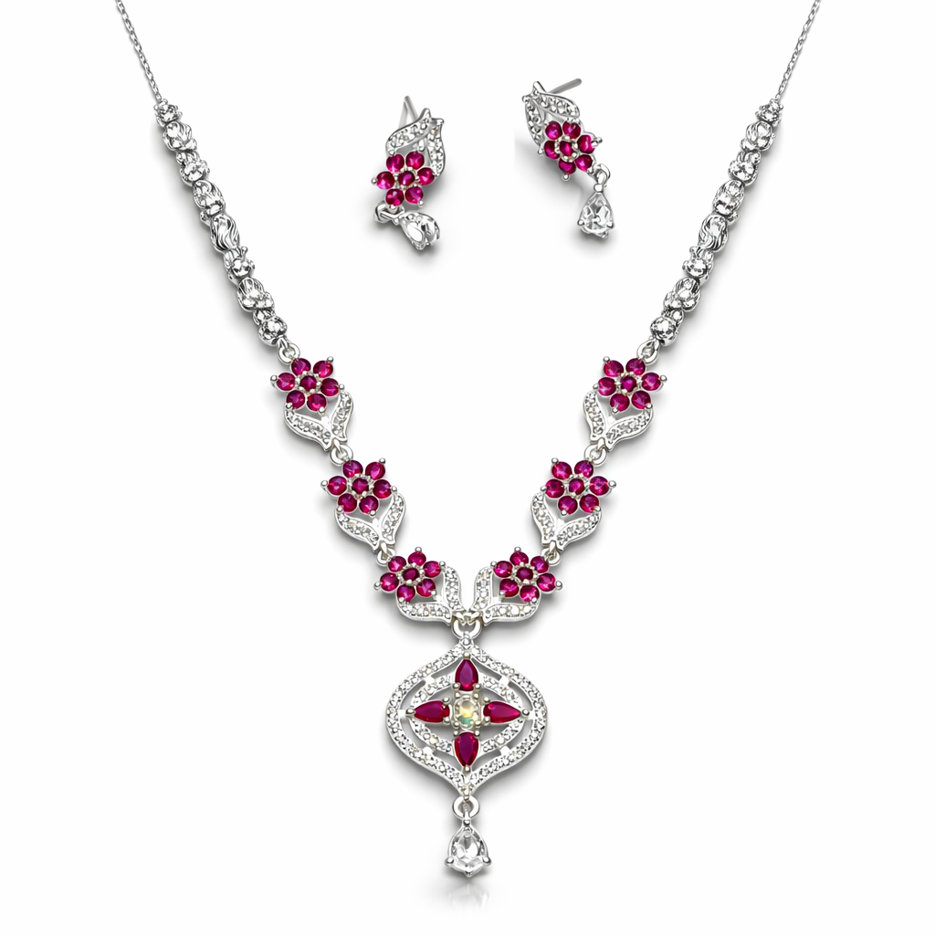 Silver necklace set for women